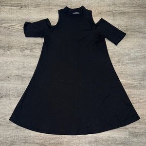 Shoulder cut out black dress